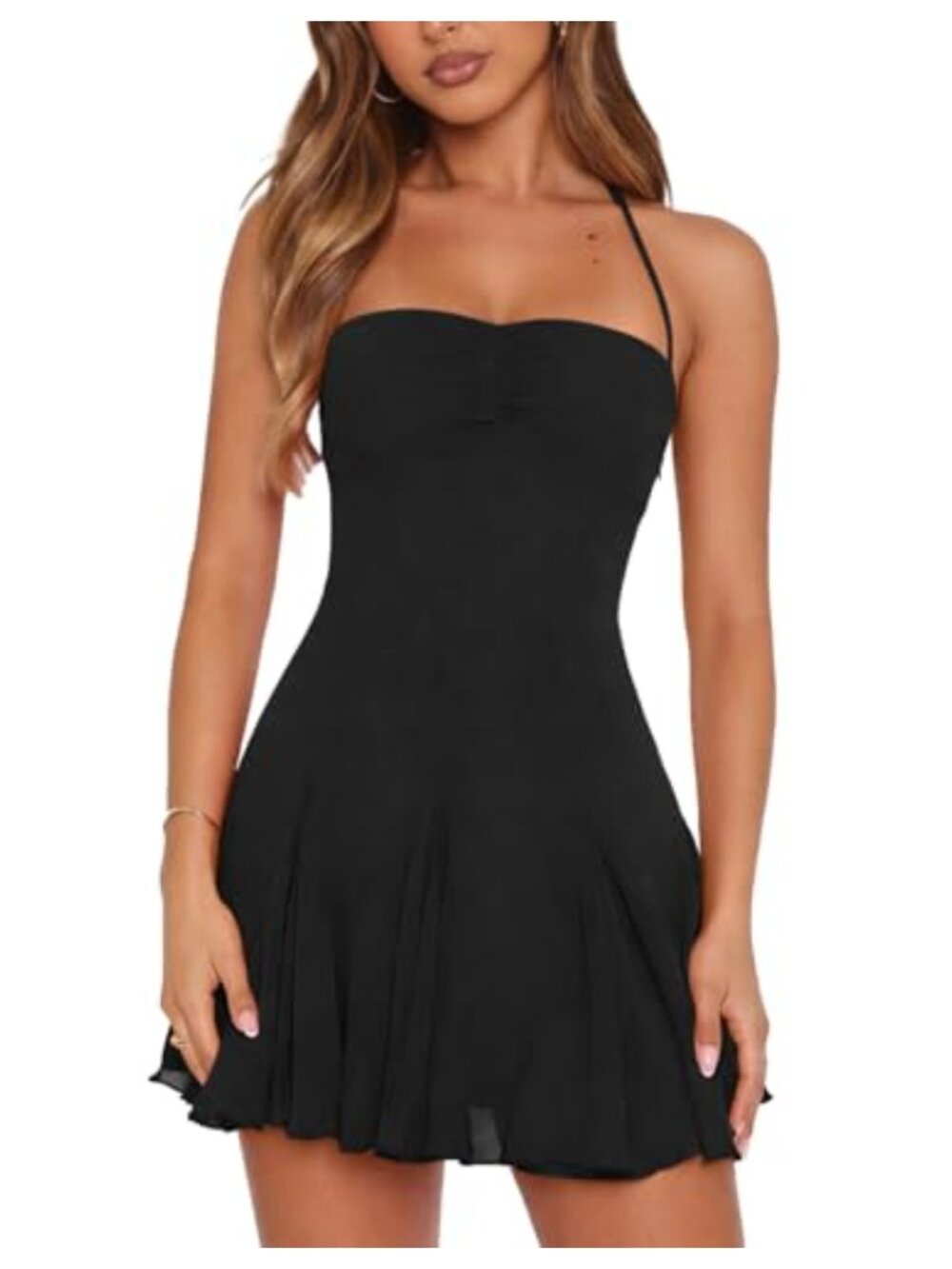 Halter Backless Mini Dress Ruch